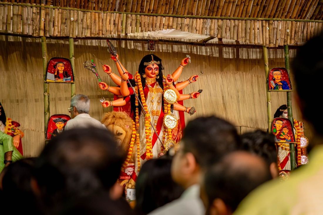Idol and pandal, Begur Bengali Cultural Association (BBCA)