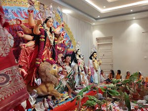 Side view of Durga tableau and hall, Assam Association Durga Puja