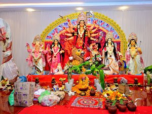 Wide altar view, Assam Association Durga Puja