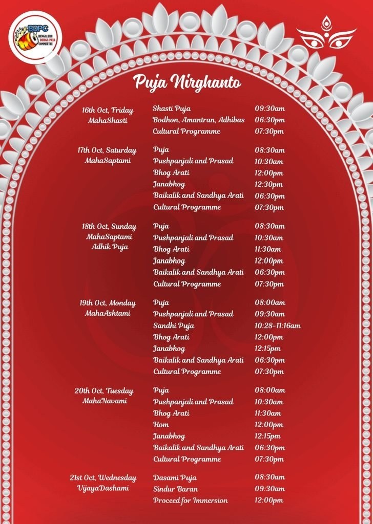 Puja Nirghanto, Bengaluru Durga Puja Committee (BDPC)