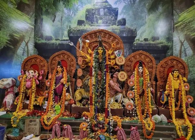 Idol and pandal, Sarjapur Outer Ring Road Bengali Association (SORRBA)