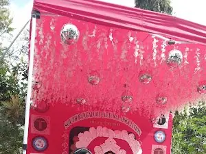 Red decorative pandal entrance, South Bangalore Cultural Association (SBCA)