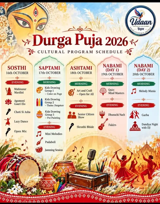 2026 poster, Udaan Socio Cultural Society Durga Puja